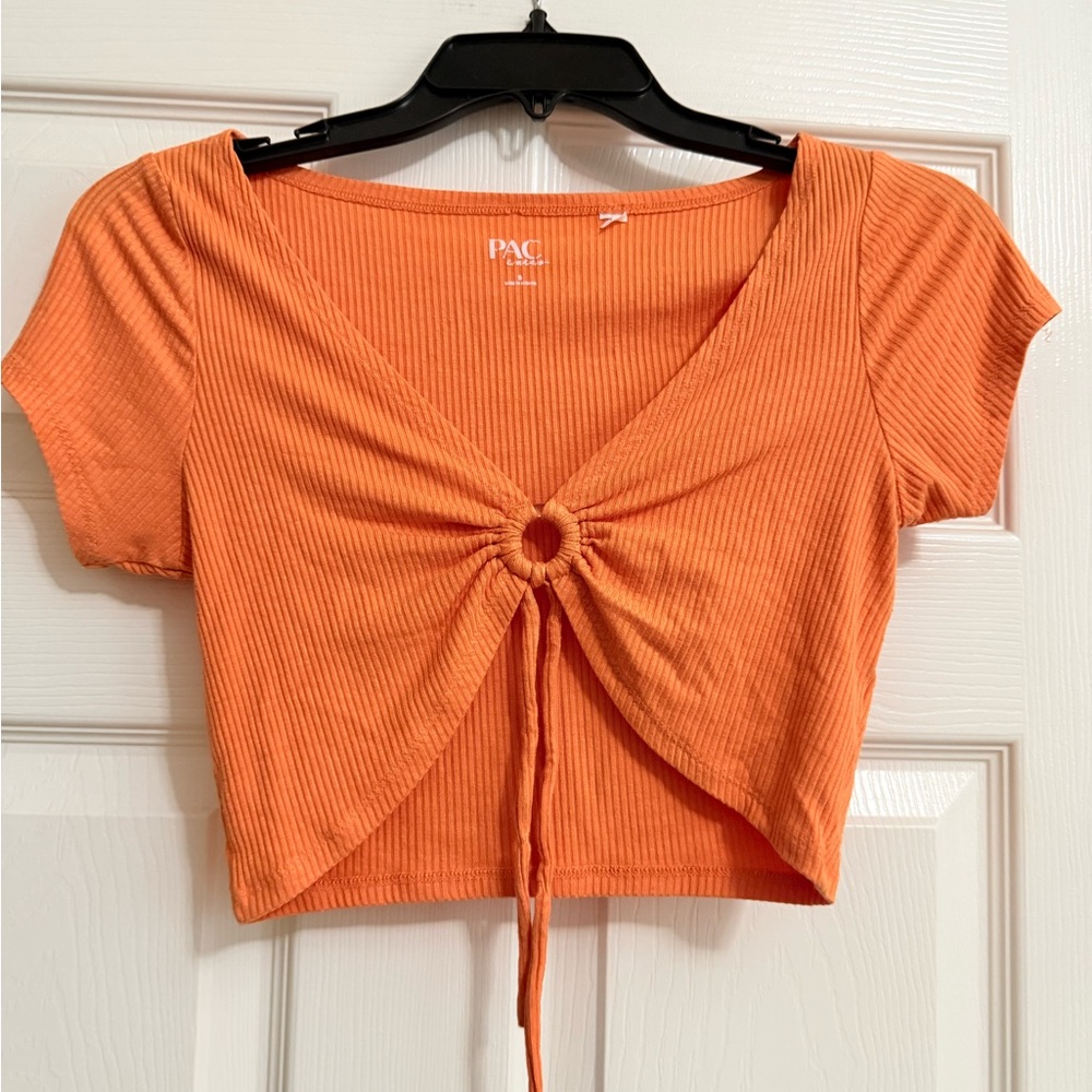 PacSun Vibrant Orange Ribbed Crop Top